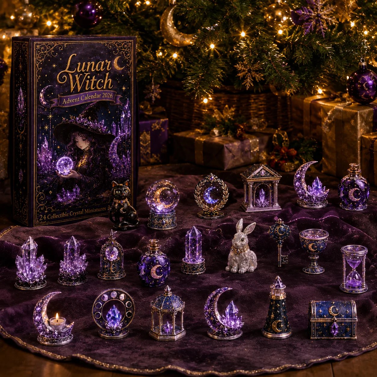 🔮Lunar Witch Advent Calendar 2026 – 24 Enchanted Crystal Miniatures for a Magical Moonlit Countdown