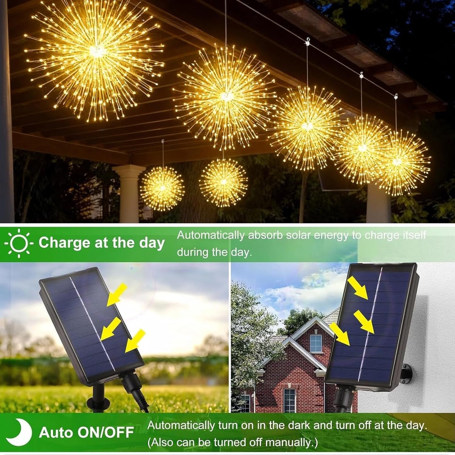 🎆 4-Pack Solar Fireworks Lights — 480 LEDs