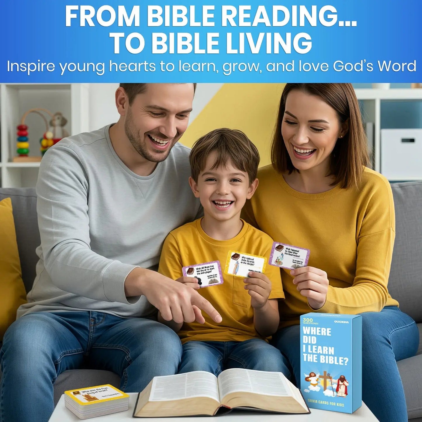 ✝️🙏Bible Trivia Cards for Kids – ✨300 Questions, 150 Cards, Perfect for Family Game Night & Sunday School