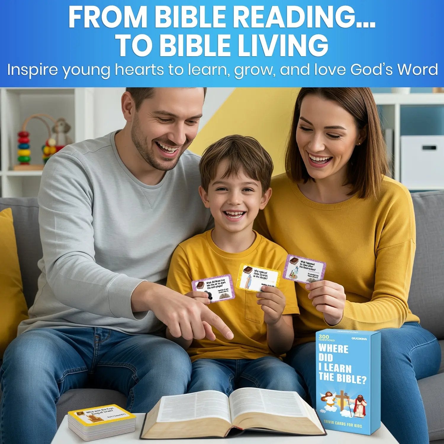 ✝️🙏Bible Trivia Cards for Kids – ✨300 Questions, 150 Cards, Perfect for Family Game Night & Sunday School