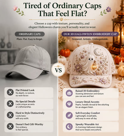 🔥HOT SALE 50% OFF - 🧙‍♀️✨3D Halloween Embroidery Cap🧢(Breathable & Lightweight Comfort & Unisex Fit)