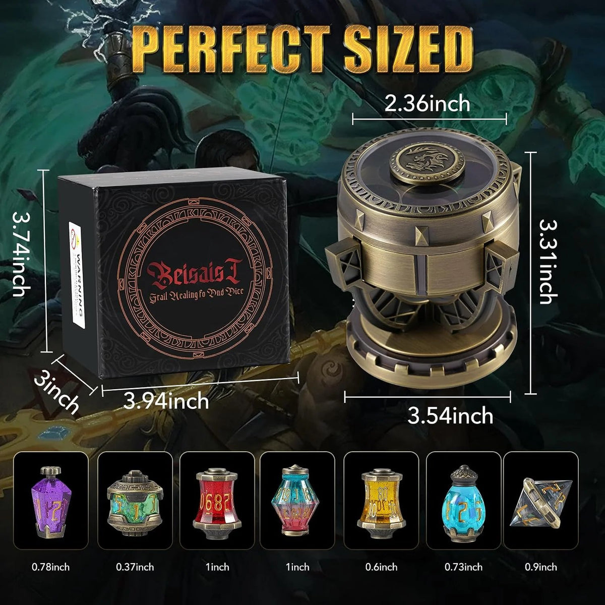 ⚗️ Alchemist DND Dice Set | 7-Piece Metal RPG Dice with Potion-Inspired Design & Collector Chalice 🎲