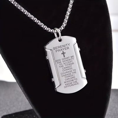 🔥2026 Bestseller🔥 Serenity Prayer Dog Tag Necklace – A Daily Reminder of Peace & Strength