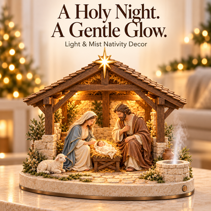 ✨ Bethlehem Holy Night – Light-Up Nativity Scene with Gentle Mist 🎄