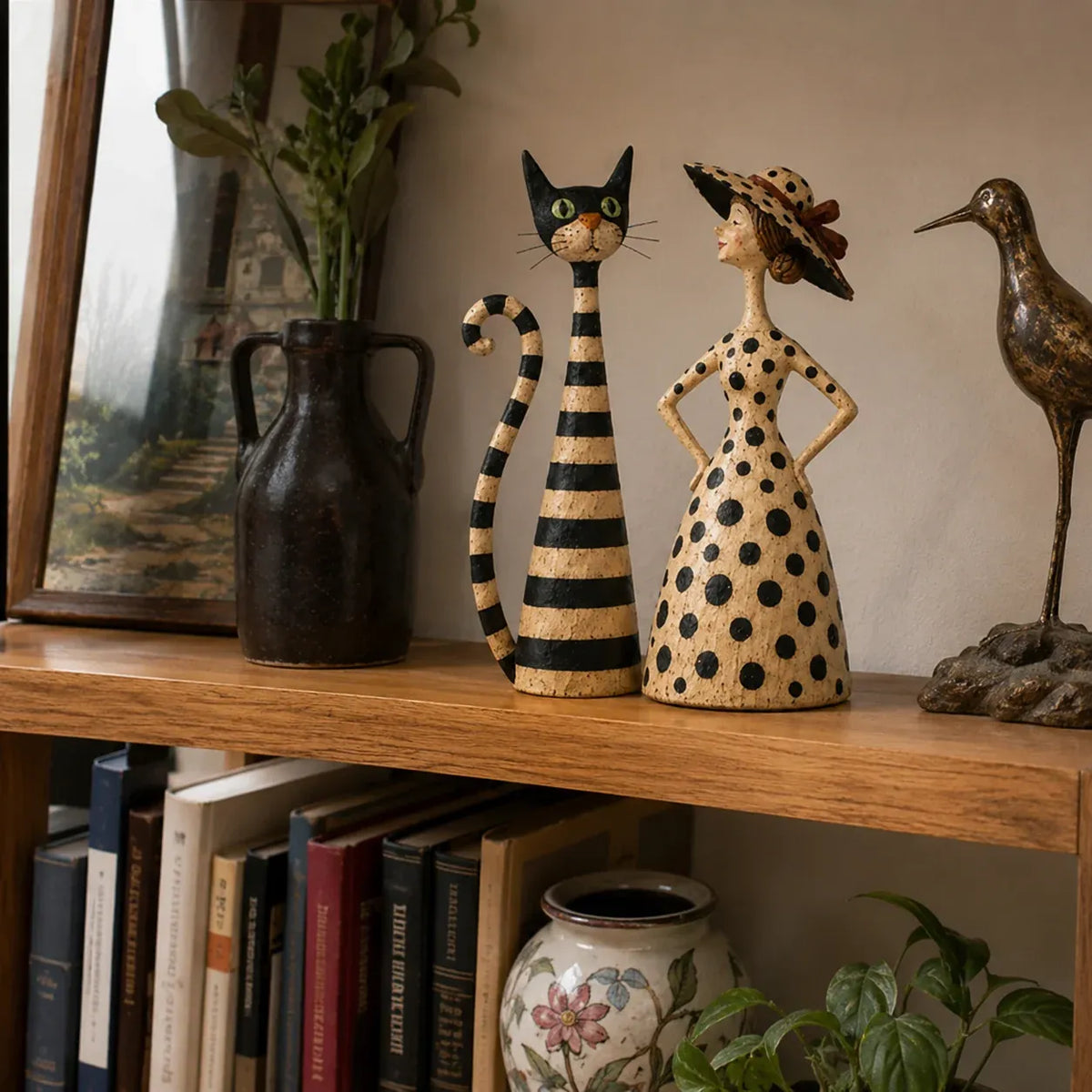 🐱Vintage  Cat & Lady Sculptures