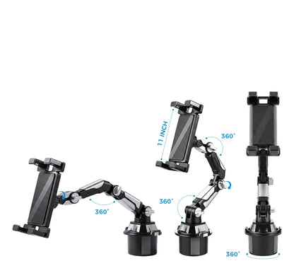 Adjustable Car Cup Holder Phone & Tablet Mount – 360° Rotating Universal Stand