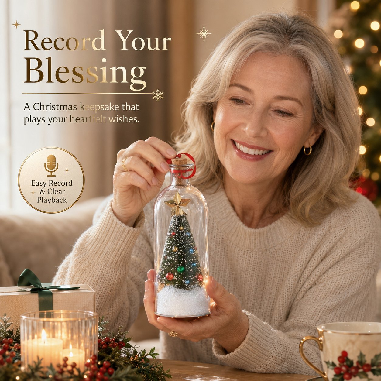 🎄 Last Day 50% OFF🔥Voice Recording Christmas Tree Glass Bottle Holiday Keepsake Centerpiece🔥