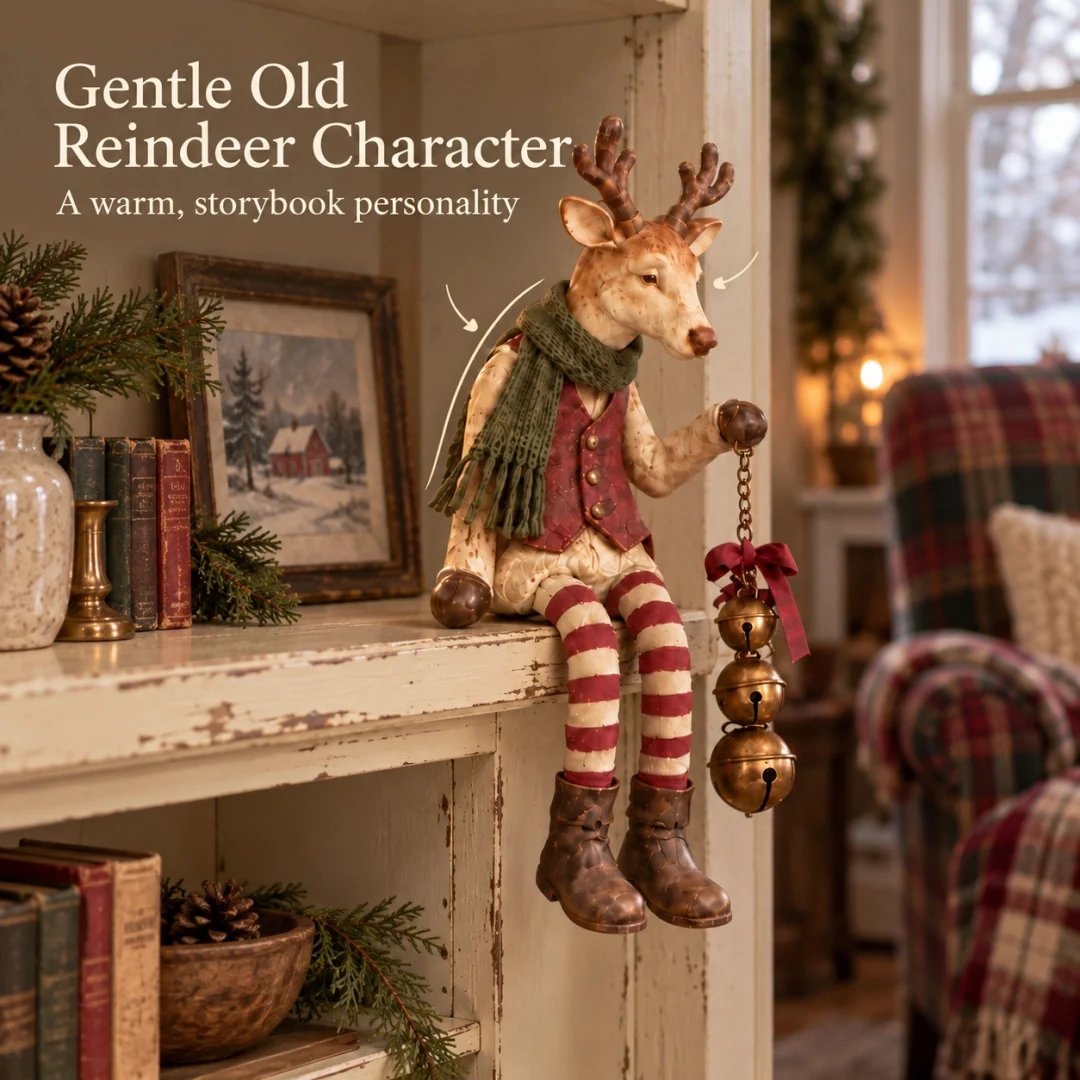 🤎Vintage Old Reindeer Shelf Sitter