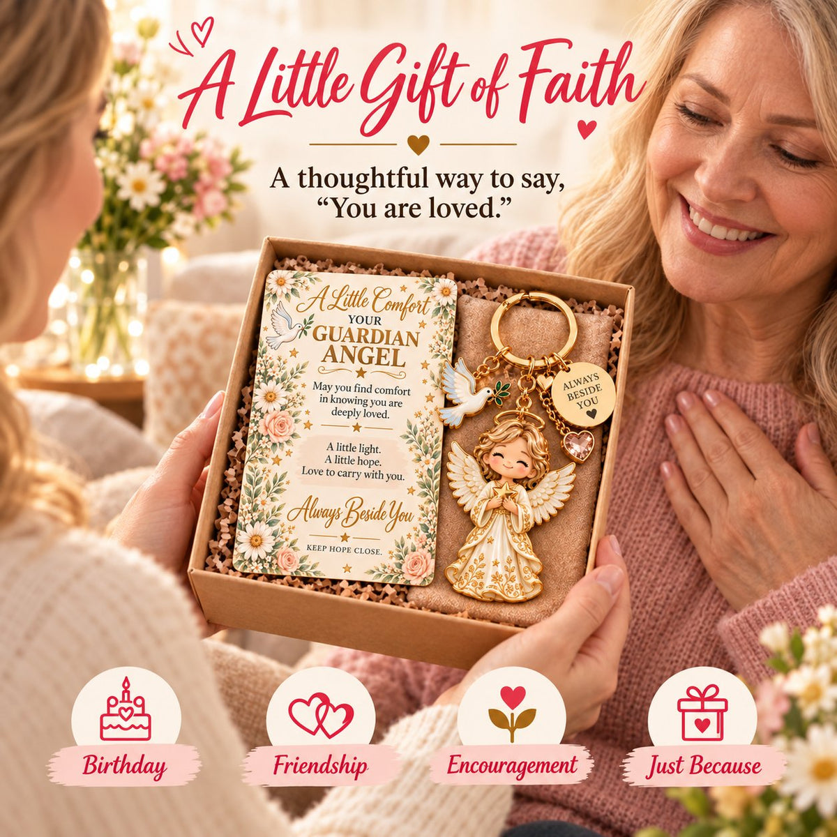 🔥LAST DAY 50% OFF-Emotional Support Jesus Keychain | Always With You Gift Set with Message Card