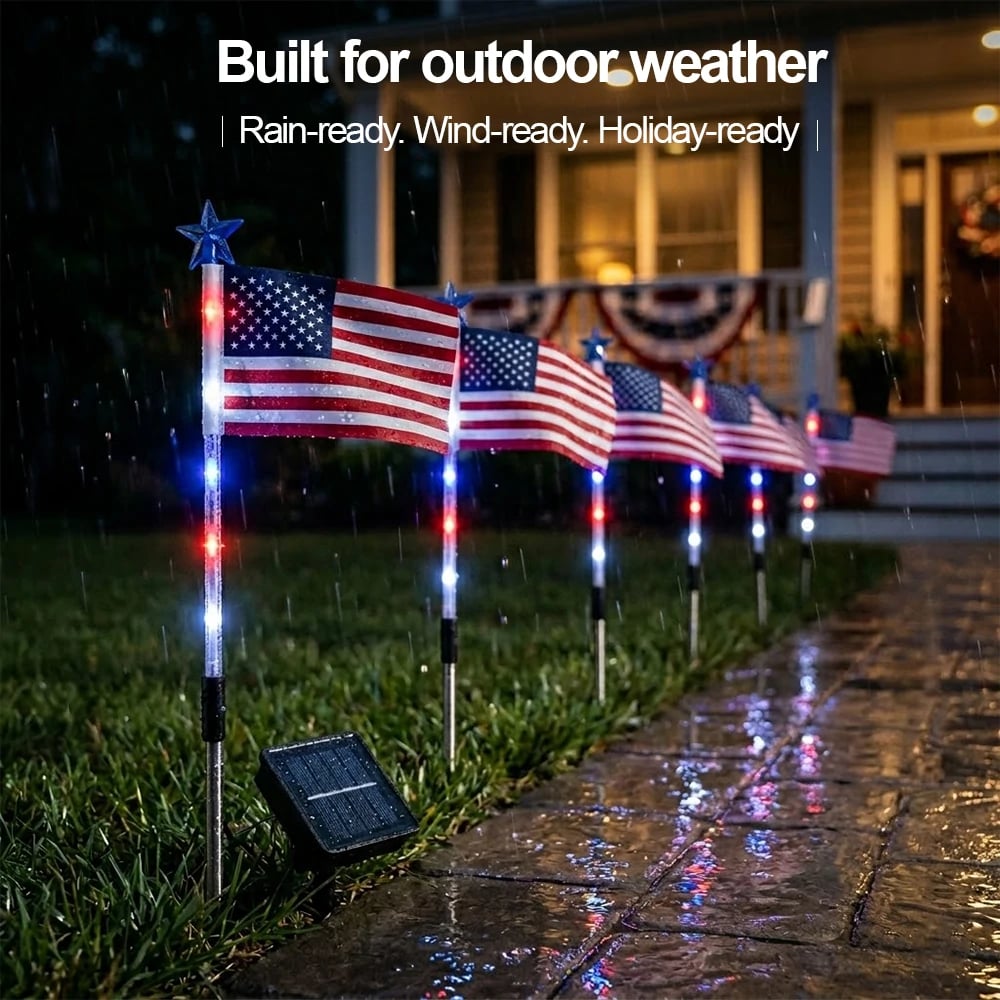 🔥Letzter Tag: 49% RABATT🔥8 Solar-Wegeleuchten mit amerikanischer Flagge – Rot, Weiß & Blau für den Garten zum 250. Unabhängigkeitsjubiläum 🇺🇸✨