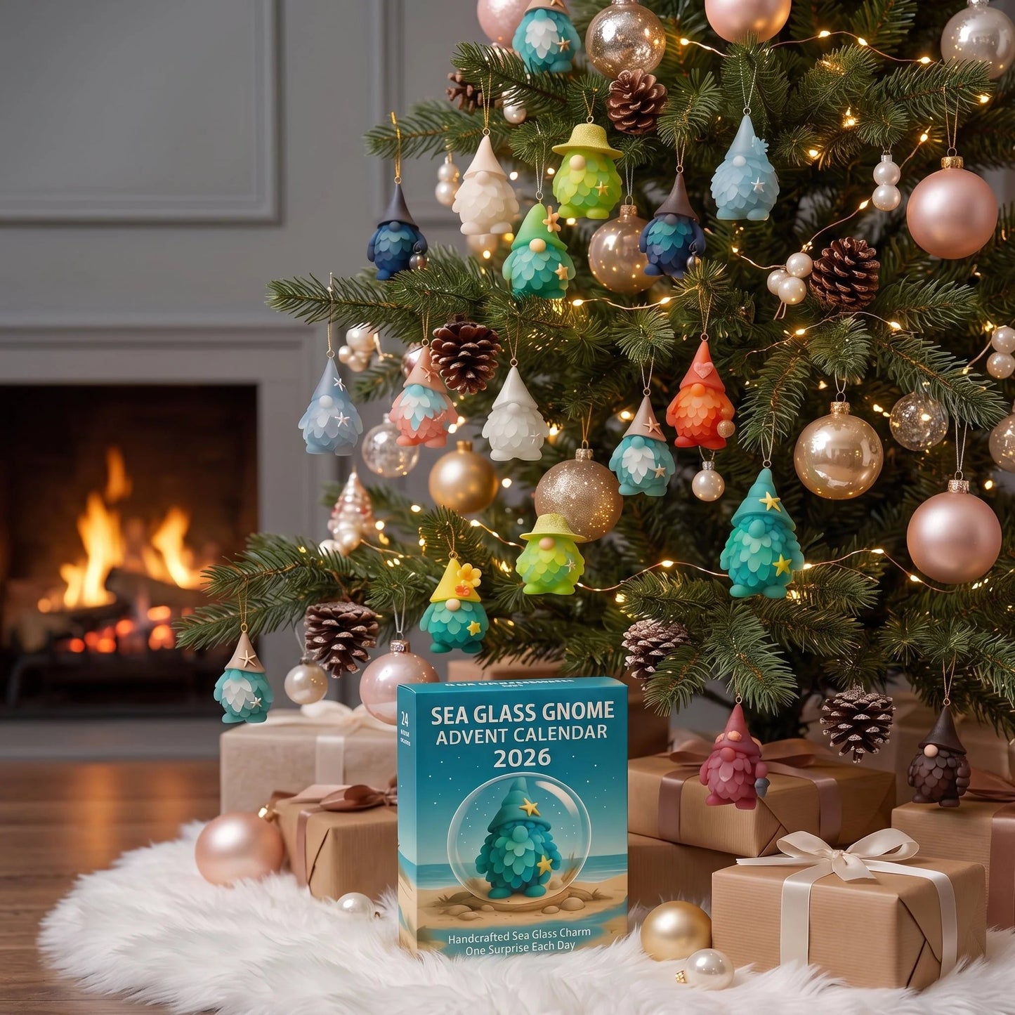 🌊🧝‍♂️ Sea Glass Gnome Advent Calendar 2026 | 24 Coastal Gnome Charms for Christmas Countdown, Tree Decor & Holiday Gifts 🎄✨