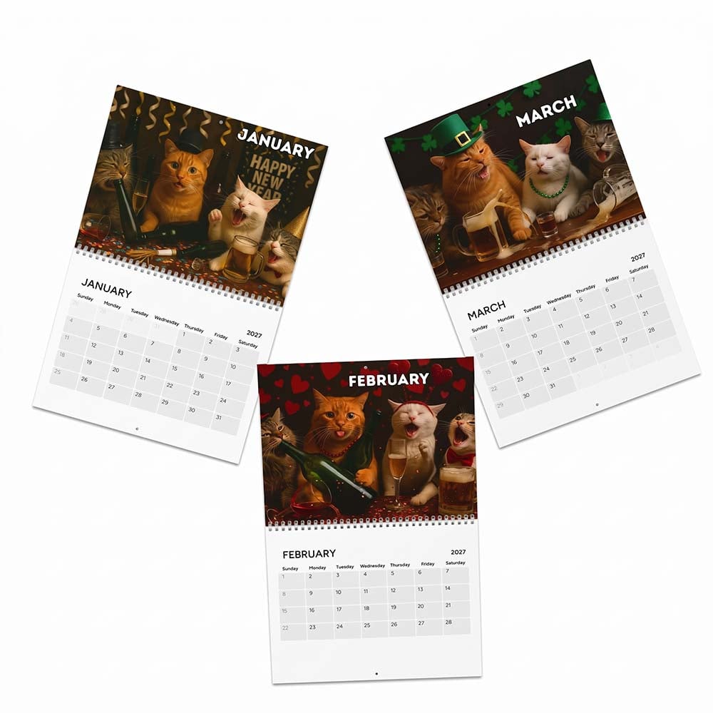 🔥Last Day 50% OFF 🍺🐱Drunk Cats 2027 Calendar