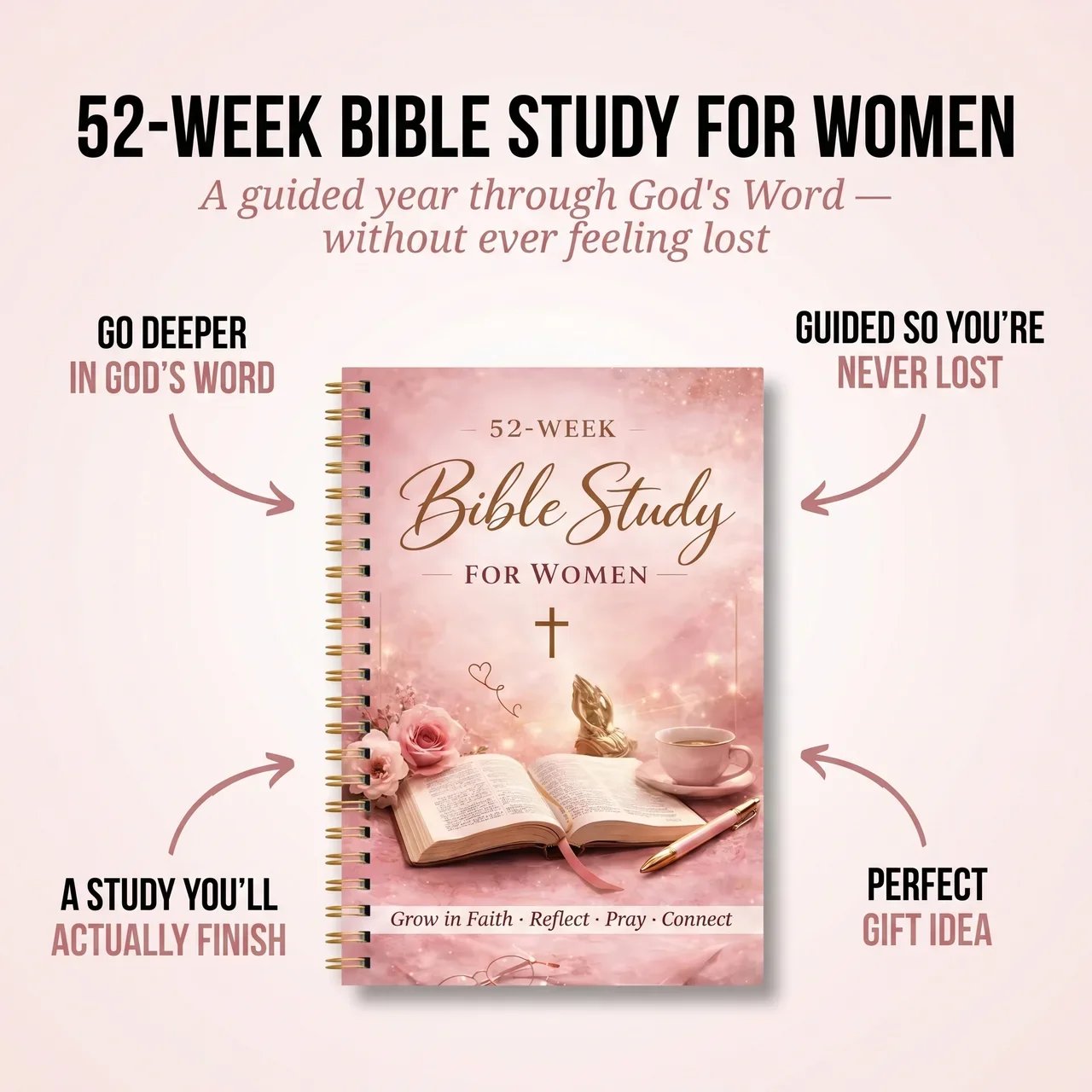✝️🙏The Bible in a Year for Women: 52-Week Guided Study📚(📦Buy 2 Free Shipping)