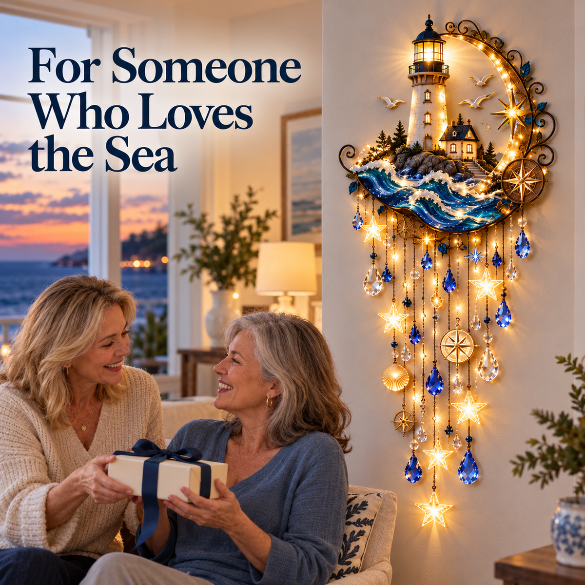 🔥Last Day 49% OFF🔥🌊 Lighthouse Starlight Cascade™ – Lighted Coastal Wall Decor