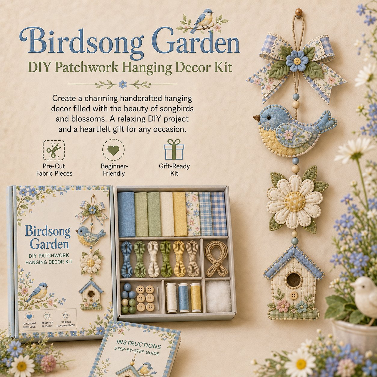 🔥Last Day BUY 3 GET 1 FREE✨ DIY Patchwork Hanging Decor Kit | A Heartfelt Handmade Decoration Full of Love & Memories