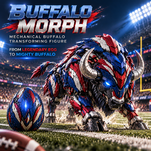 🔥 Last Day 50% OFF 🦬 ThunderHorn BuffaloMorph – Egg to Mechanical Buffalo Transforming Figure ⚡