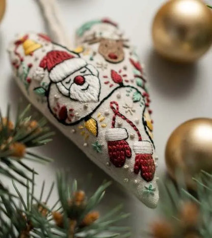 💖DIY Heart Shaped Hand Embroidered Christmas Finished product/DIY material kit