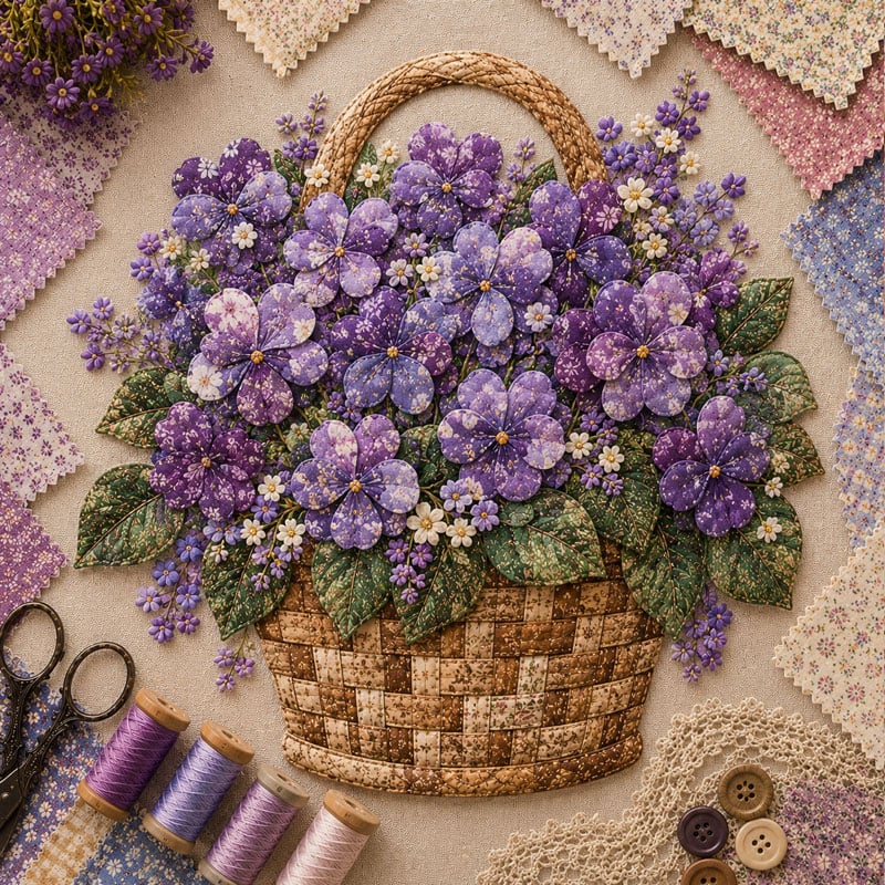 🔥LAST DAY 50% OFF - 🌸Floral Basket Patchwork DIY Kit | 3D Layered Fabric Flower Art Craft for Home Decor & Gifts