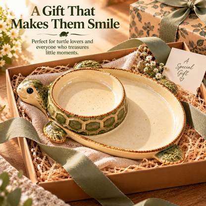 🐢✨ Turtle Morning Delight – Vintage Ceramic Divided Breakfast Plate
