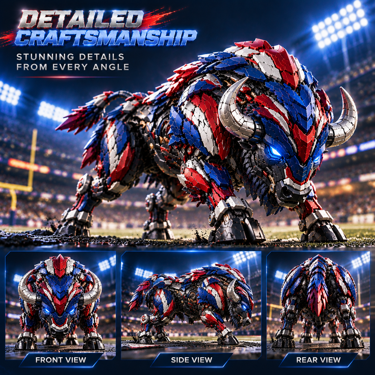 🔥 Last Day 50% OFF 🦬 ThunderHorn BuffaloMorph – Egg to Mechanical Buffalo Transforming Figure ⚡