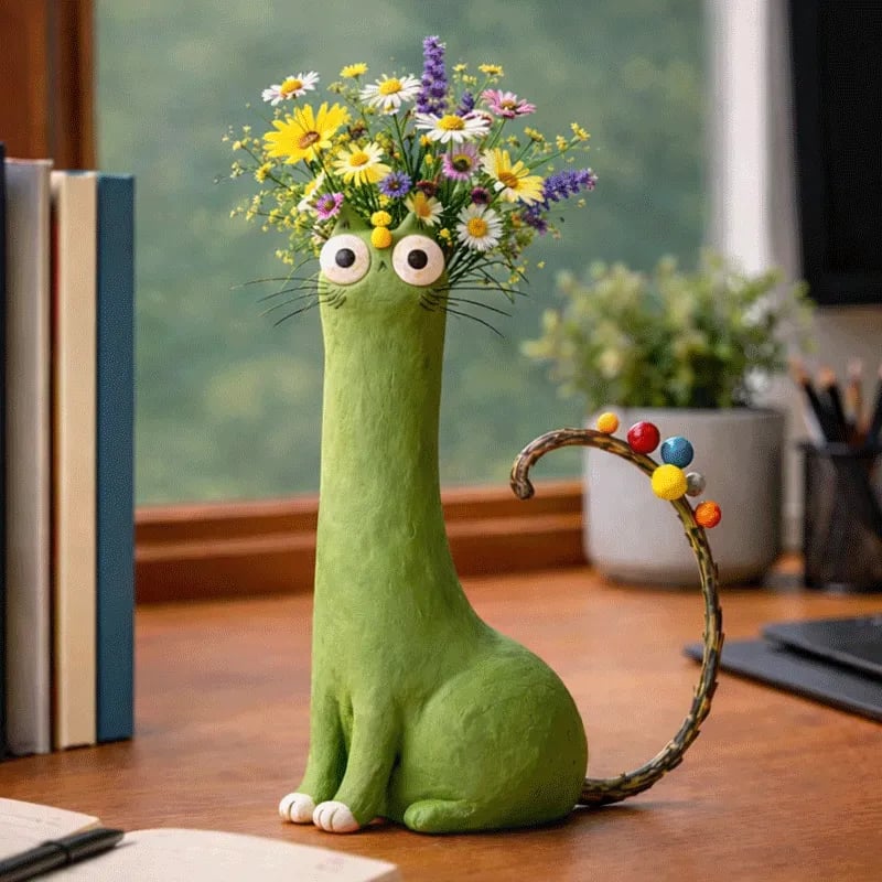 🔥 😻Handcrafted Quirky Ceramic Cat Vase