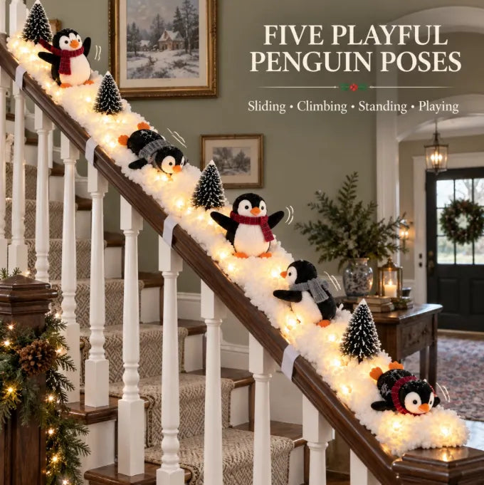 Five Penguin Christmas Poses