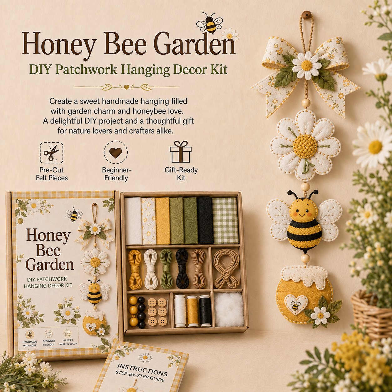 🔥Last Day BUY 3 GET 1 FREE✨ DIY Patchwork Hanging Decor Kit | A Heartfelt Handmade Decoration Full of Love & Memories
