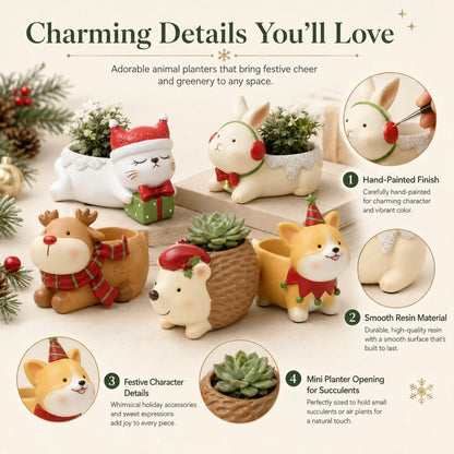 🌿Whimsical Christmas Animal Succulent Planters 🎁