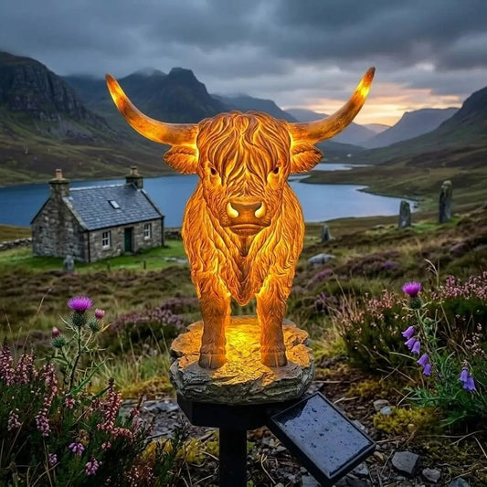 Lampe solaire de jardin Vache écossaise