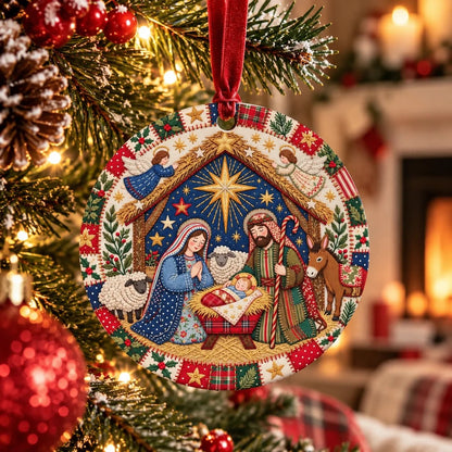 ✝️ Quilt-Inspired Nativity Christmas Ornament