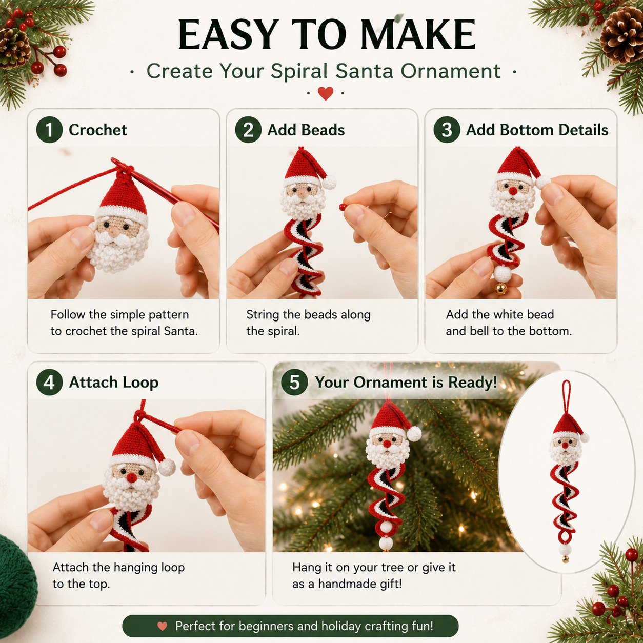 🔥Last Day 50% OFF - 🎅🌲Crochet Snowman Spiral Oranment DIY Kit