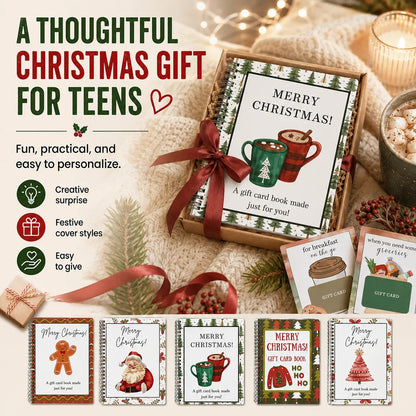 🔥𝗕𝗨𝗬 𝟮 𝗙𝗥𝗘𝗘 𝗦𝗛𝗜𝗣𝗣𝗜𝗡𝗚🎄Turn Gift Cards Into A Christmas Surprise - Spiral-Bound Christmas Gift Card Book🎁