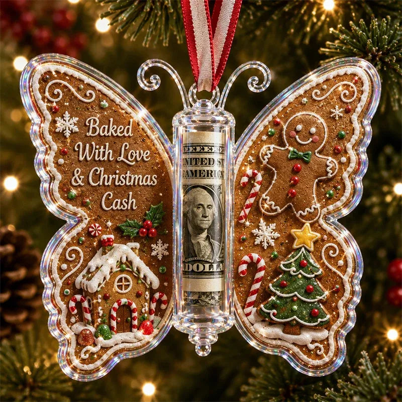 🦋🎄 3D Embossed Butterfly Christmas Cash Gift Ornament – Holiday Money Holder Keepsake 🎁