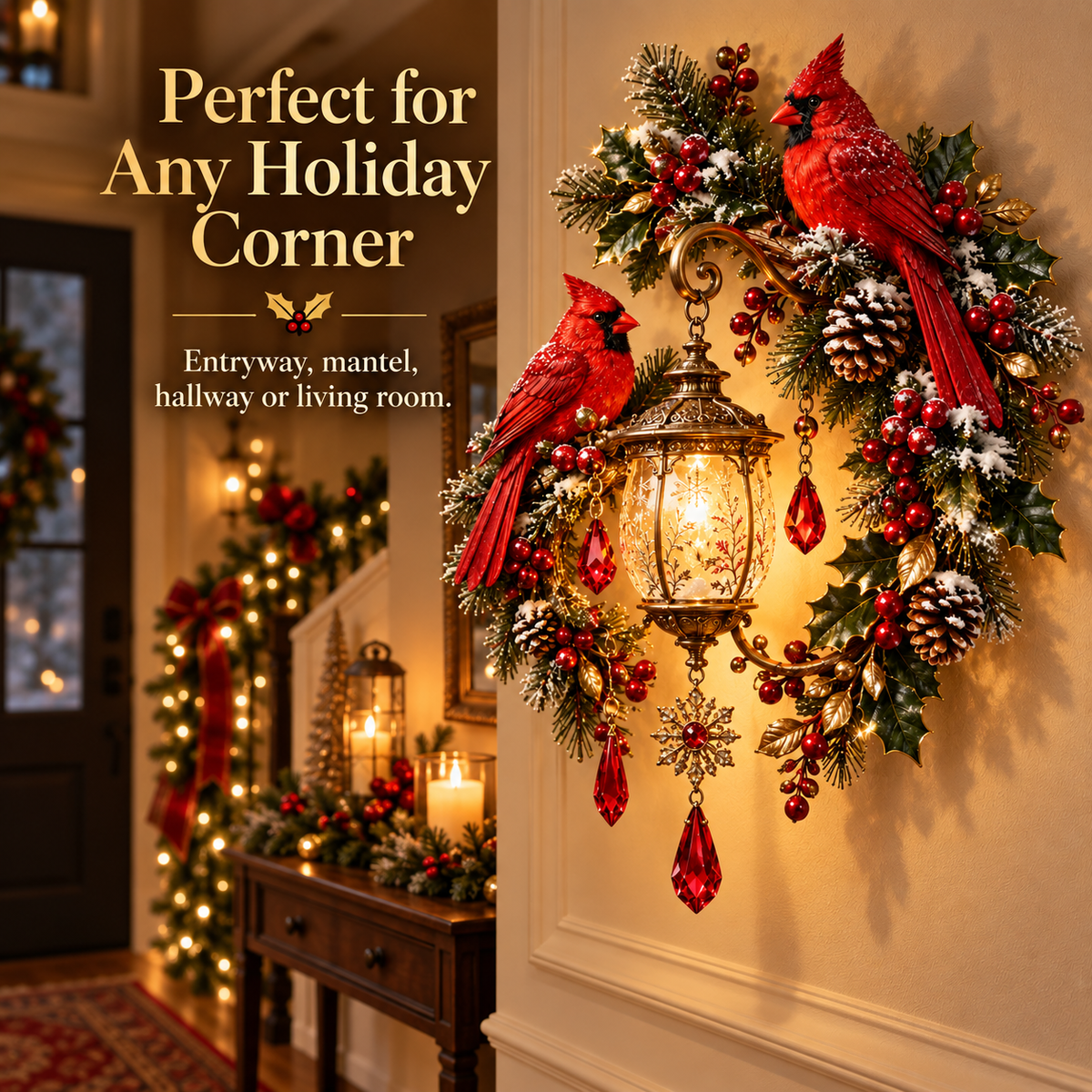 🔥Last Day 49% OFF🔥Cardinal Christmas Lantern Glow™ – Lighted Holiday Wall Decor