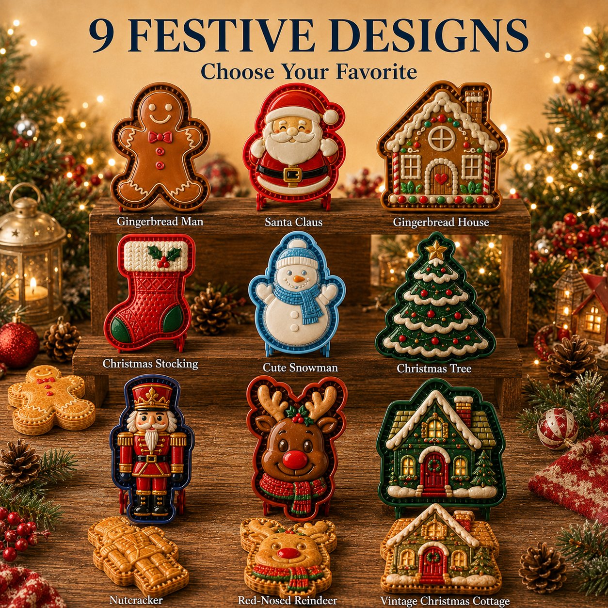 🎄 9-Design Christmas Mini Pie Mold Collection🥧✨