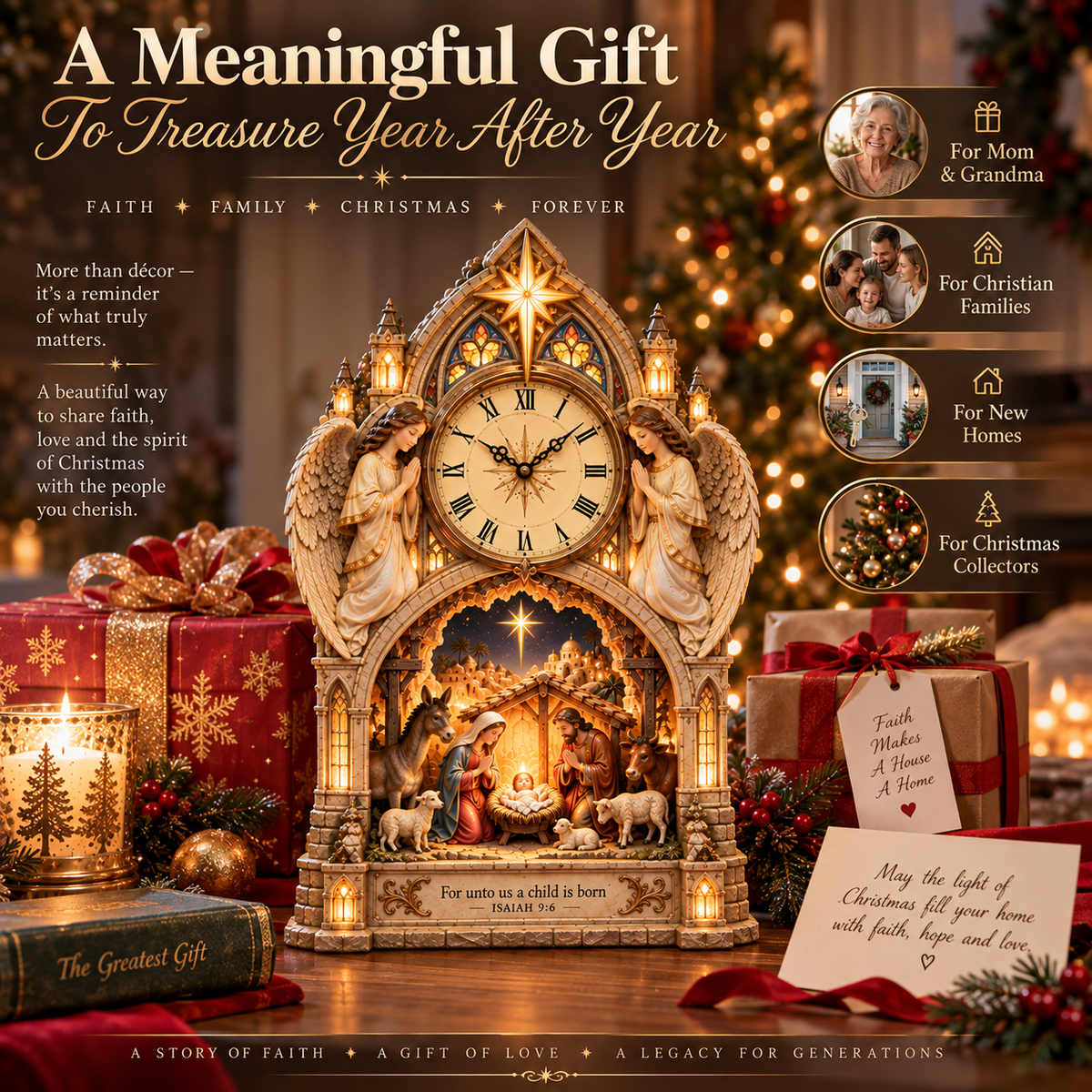 Bethlehem Cathedral Nativity Clock meaningful Christmas gift