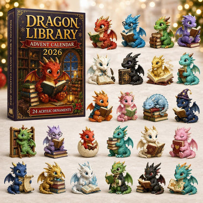 CHRISTMAS KICKOFF: 48% OFF – 2026 Dragon Library Advent Calendar – Unlock 24 Cosy Chapters of Baby Dragon Magic, Acrylic Ornaments Blind Box