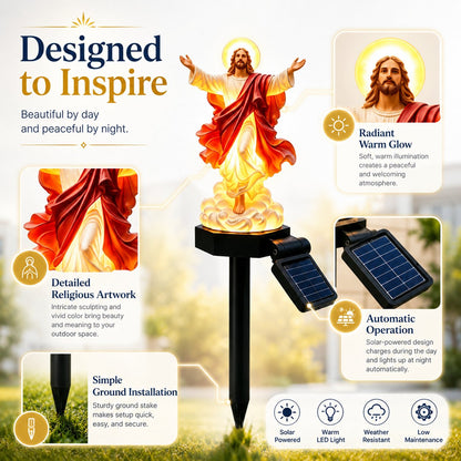 ☀️Statue de jardin de Jésus illuminée à l'énergie solaire🙏