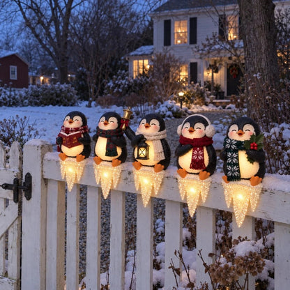 🎄Lighted Penguin Icicle Window Ledge Set