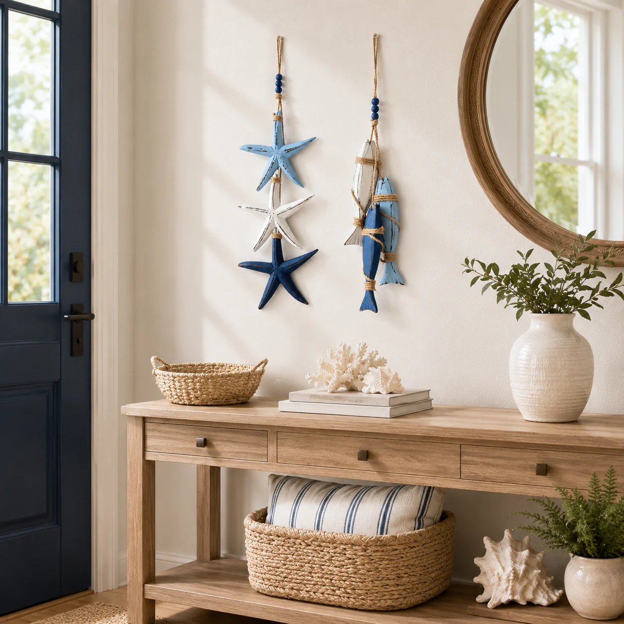 ⭐2026 PROMO CHAUDE🐟🌊Décoration lumineuse murale étoile de mer et poisson en bois style marin