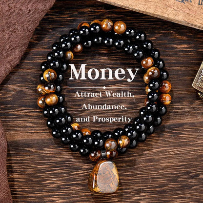 ✨ Money Attraction Necklace With GreenAventurine & Tiger Eye Pendant Healing Crystal Stone