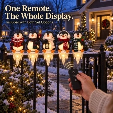 🎄Lighted Penguin Icicle Window Ledge Set