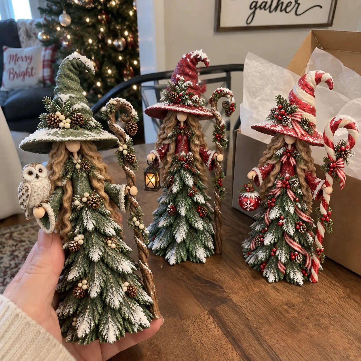 🧙Whimsical Christmas Witch Resin Figurine Collection🎅✨