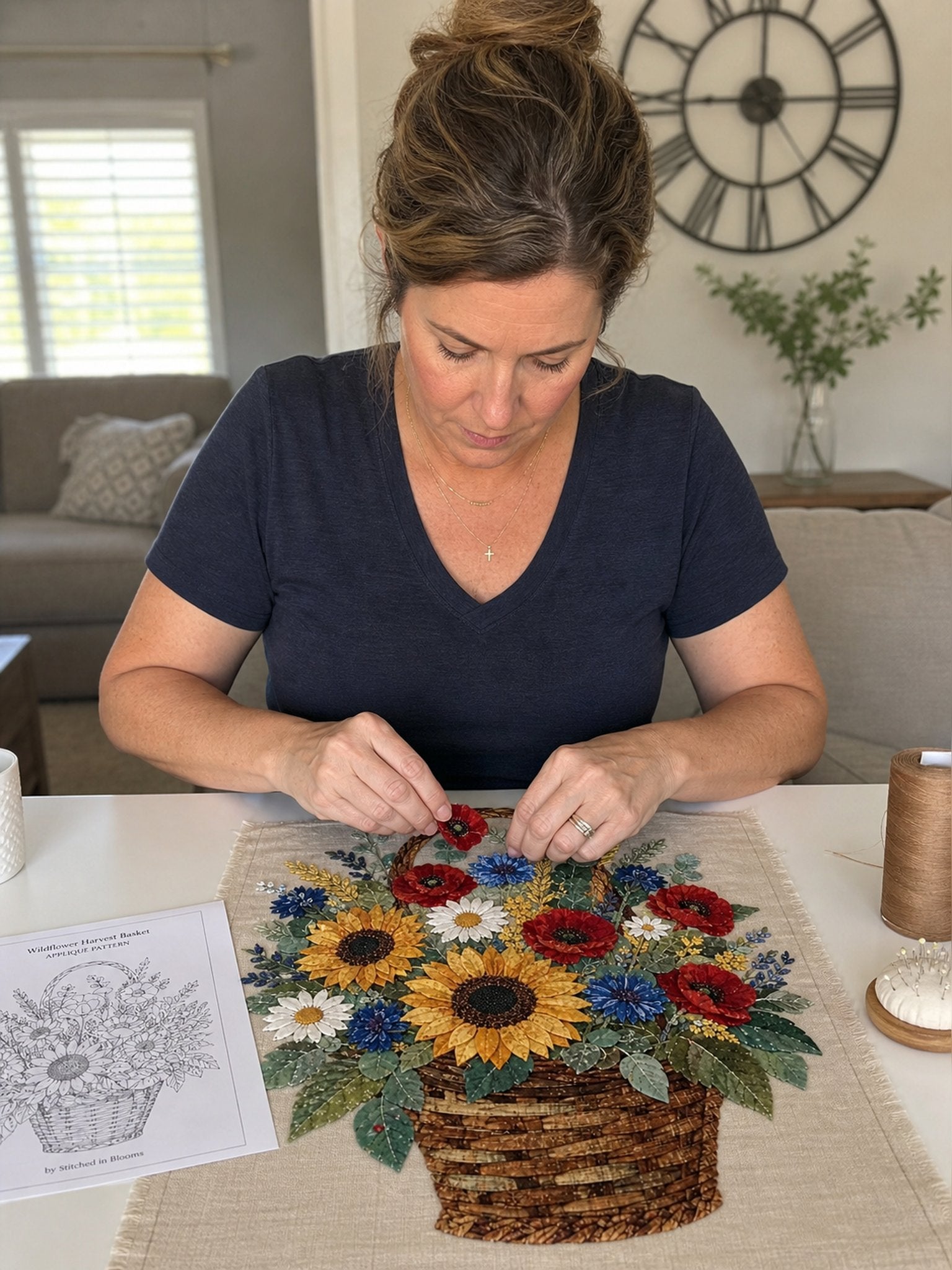 🔥LAST DAY 50% OFF - 🌸Floral Basket Patchwork DIY Kit | 3D Layered Fabric Flower Art Craft for Home Decor & Gifts