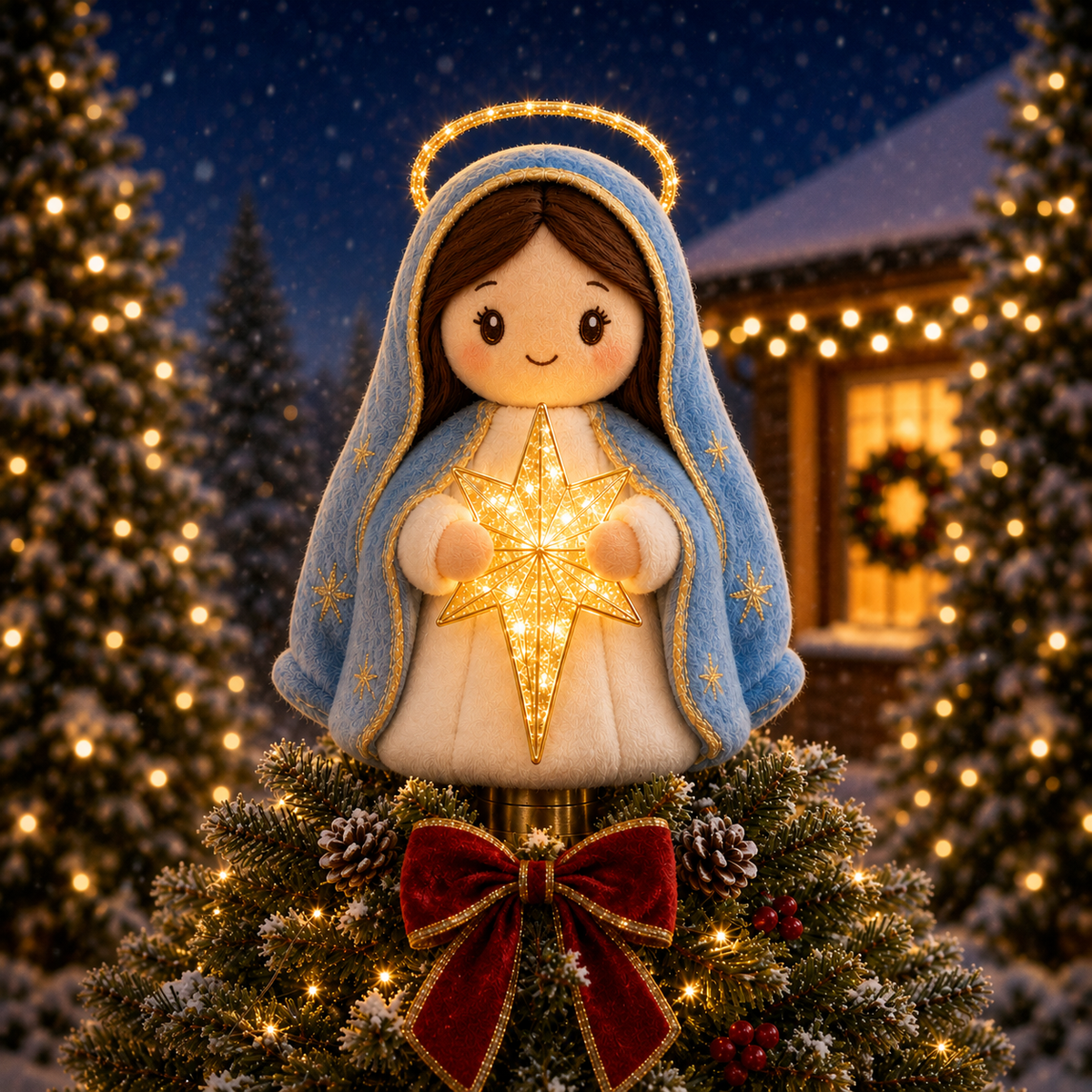 🕊️Cute Jesus Blessing Tree Topper – A Light of Faith for Your Christmas Tree