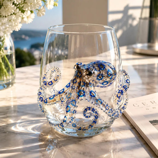 🌊 Collection de verrerie artisanale Animaux marins en 3D pour des gorgées plus fraîches, une élégance côtière et une ambiance de bar à la maison rehaussée