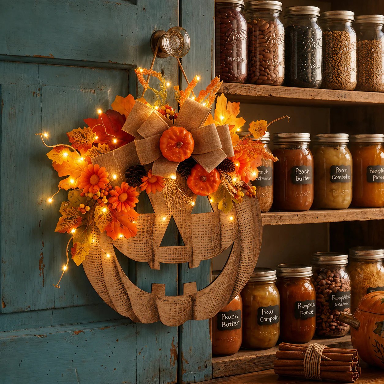 ⚡Hot Sales 49% OFF🎃✨ Lighted Burlap Pumpkin Wreath