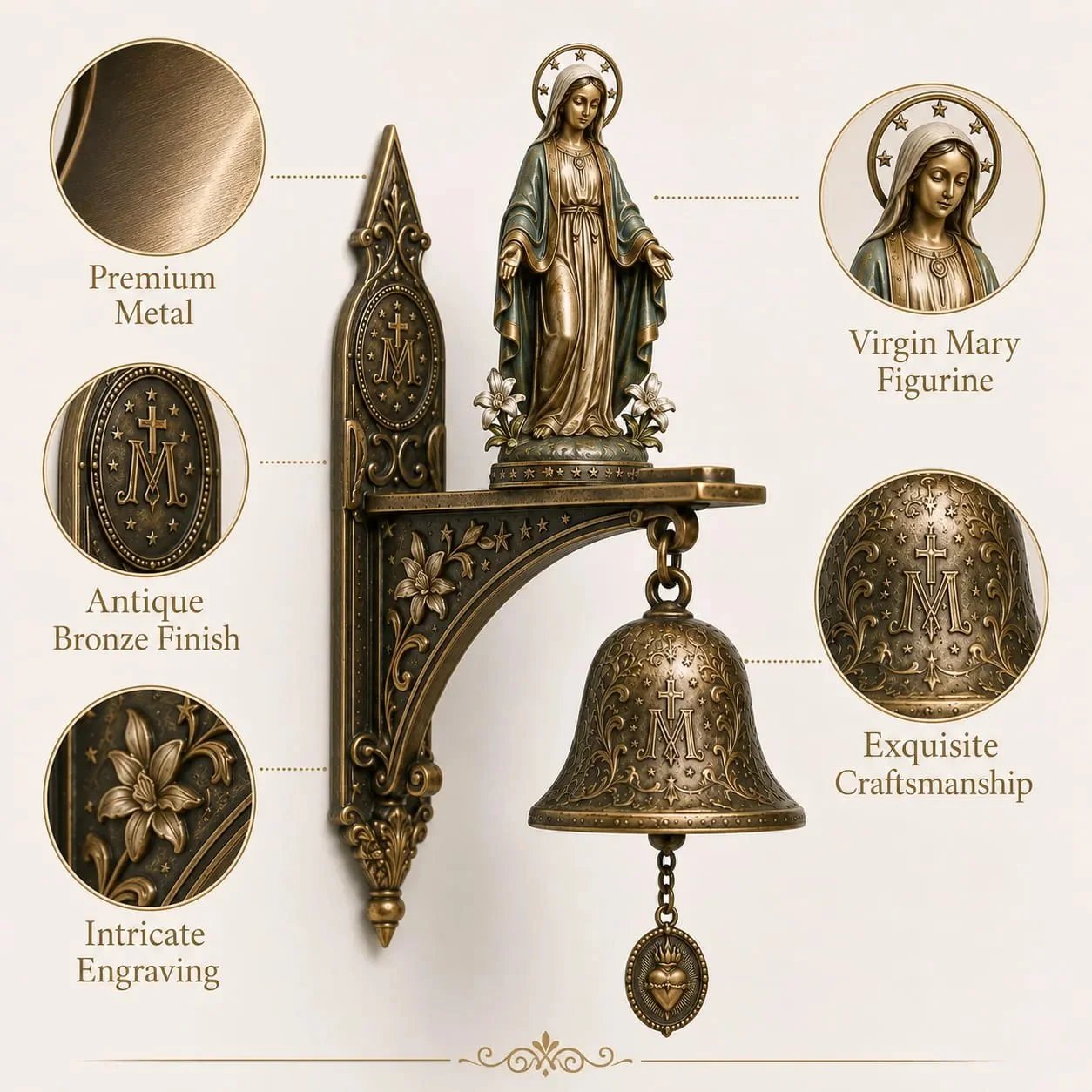 🔥HOT SALE🔥🙏 Our Lady of Grace Wall Bell – A Gift of Faith, Grace & Love 🔔