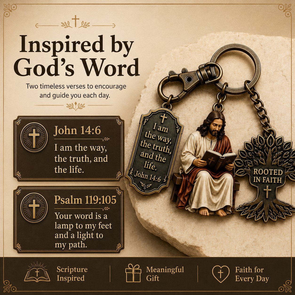 🔥DERNIER JOUR 50% DE RÉDUCTION - ✝Porte-clés Lecture de Jésus