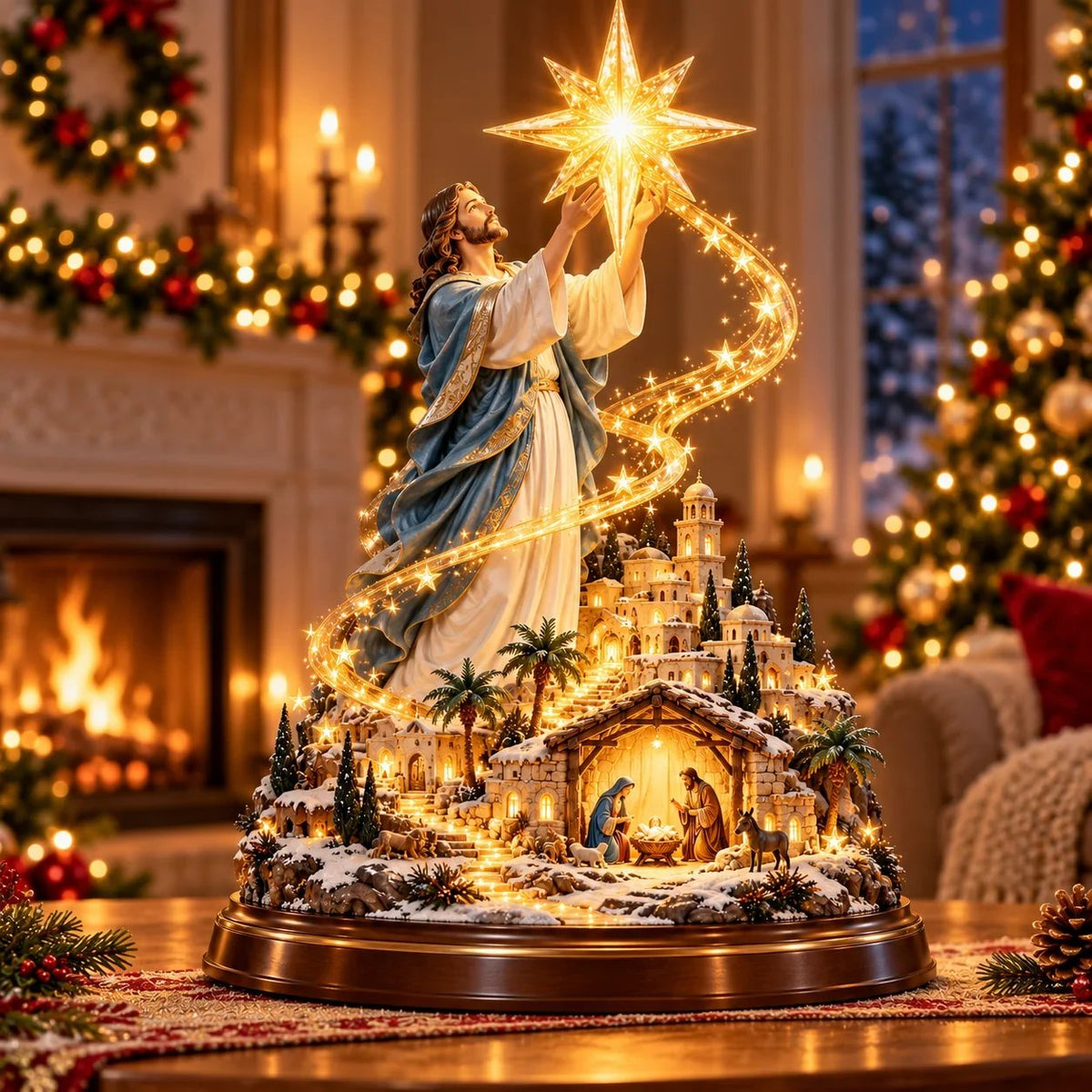 ⭐✨ Bethlehem Star of Hope™ – Jesus Holding the Guiding Star Illuminated Christmas Nativity Scene
